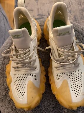 CROCS Juniper White Athletic Sneakers with Yellow Gum Sole